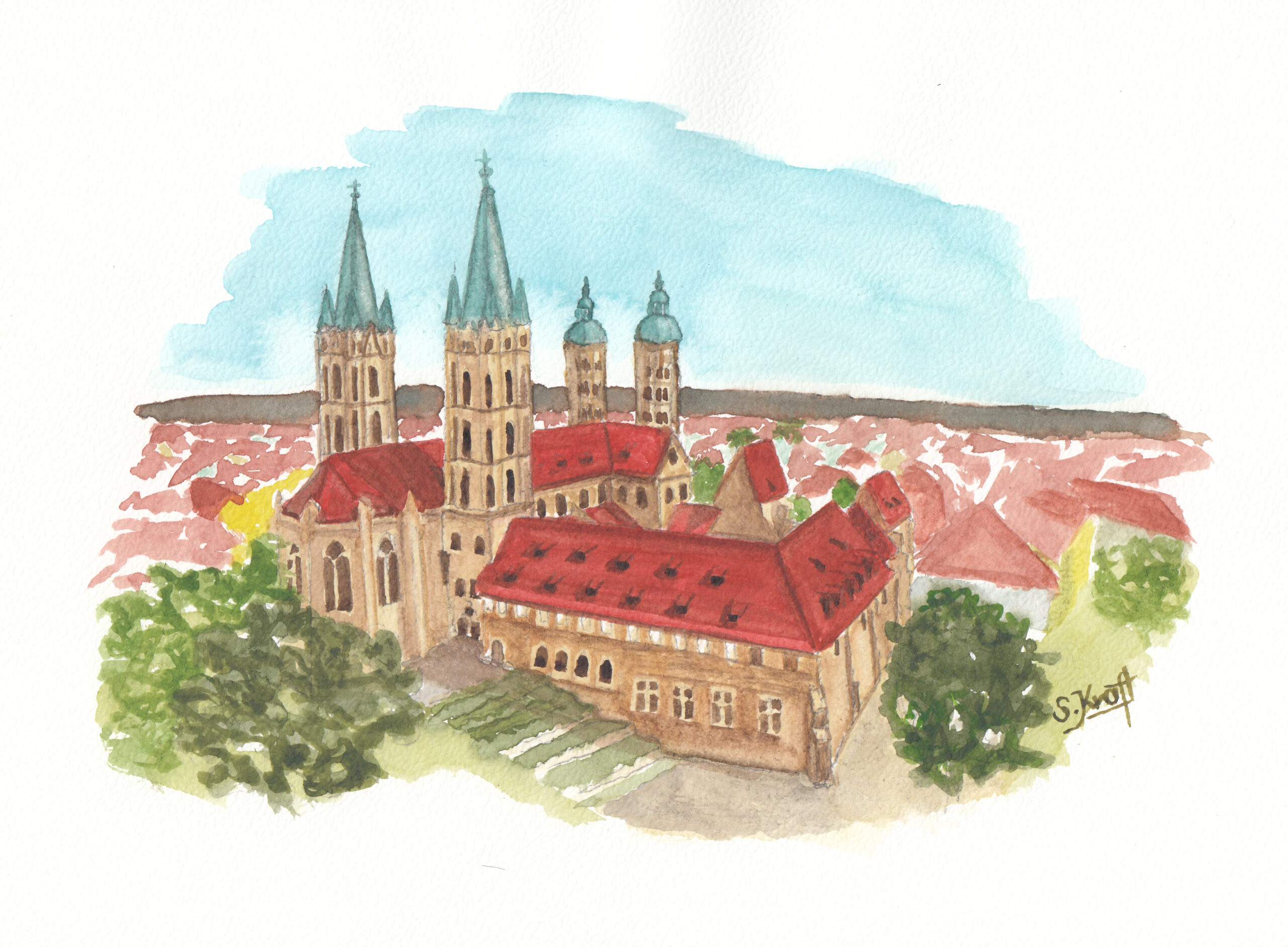 Aquarell vom Dom zu Naumburg
