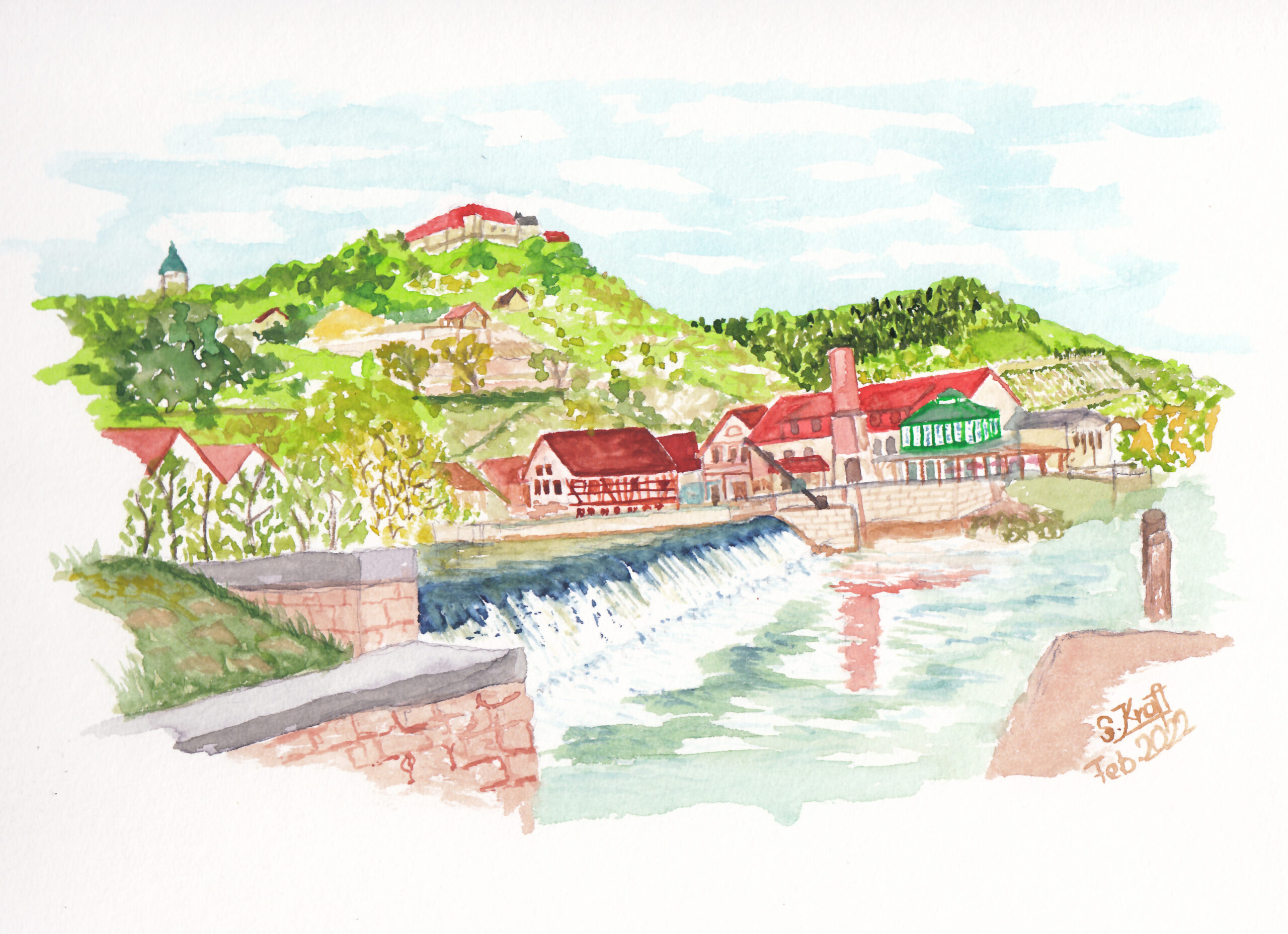 Aquarell von Freyburg an der Unstrut